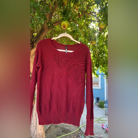 Anthropologie Tracy Reese Rich Burgundy Knit Sweater - Picture 2 of 6